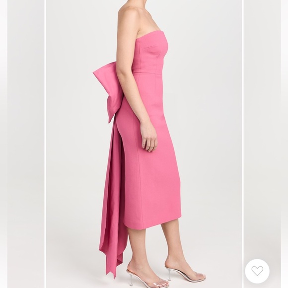 Rebecca Vallance Anais Bow Midi Dress, Rose Pink, 8 UK/ 4US - Picture 2 of 16